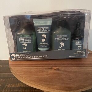 Body Prescriptions Mens Care Face & Beard Travel Kit Aqua Mint With Bag New
